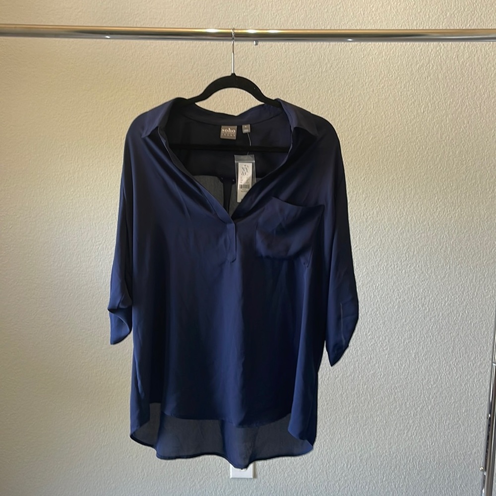 Navy Blue soho Blouse, Size XL